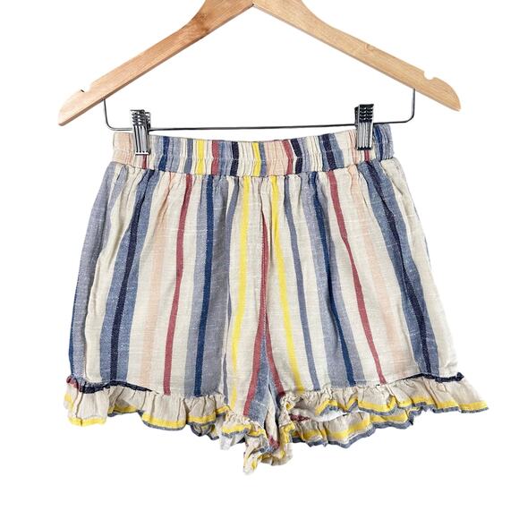 Harper Heritage Striped Shorts Size Small Cotton Ruffle Hem Pull On Relaxed - Picture 1 of 11